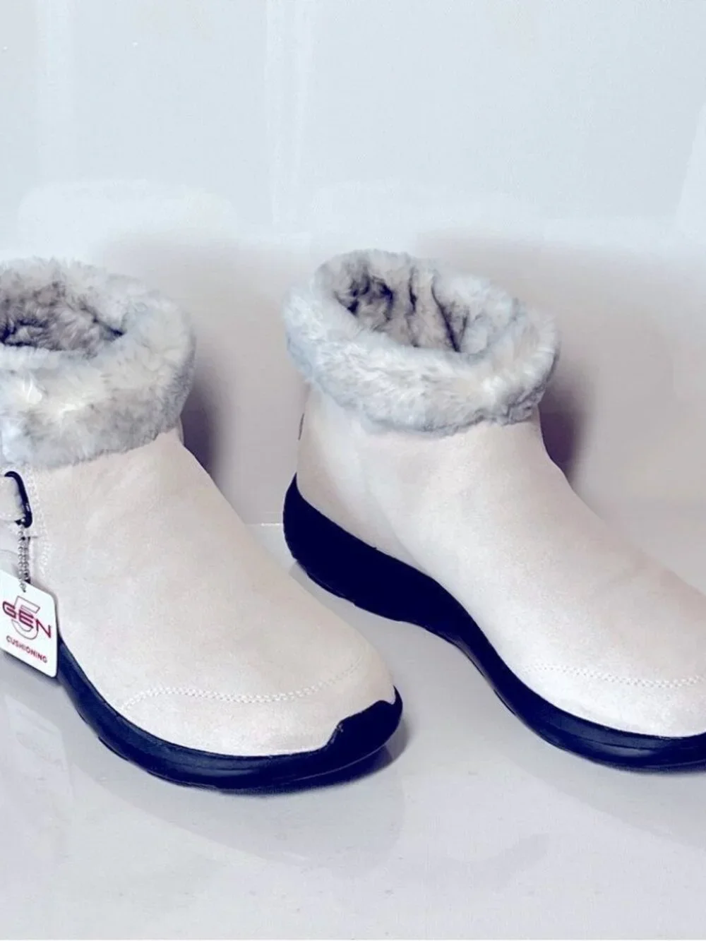 Skechers On the GO City 2 Cuddle Up Suede and Faux Fur Ankle Boots